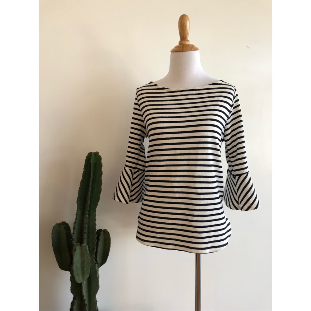 Striped bell sleeve blouse